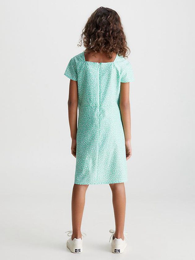 Turquoise Calvin Klein Lyocell Printed Girls's Dress | NWGJ-21704