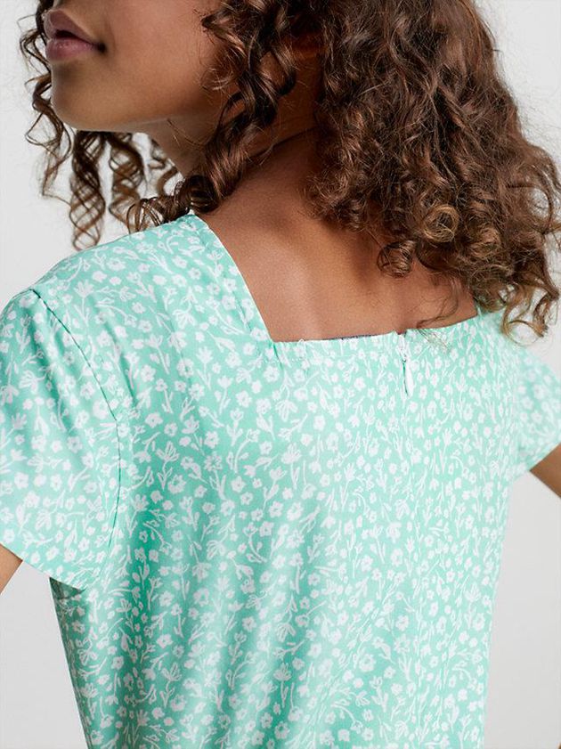 Turquoise Calvin Klein Lyocell Printed Girls's Dress | NWGJ-21704