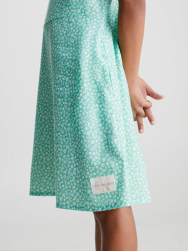 Turquoise Calvin Klein Lyocell Printed Girls's Dress | NWGJ-21704