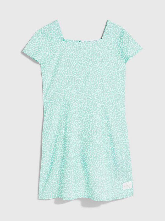 Turquoise Calvin Klein Lyocell Printed Girls's Dress | NWGJ-21704