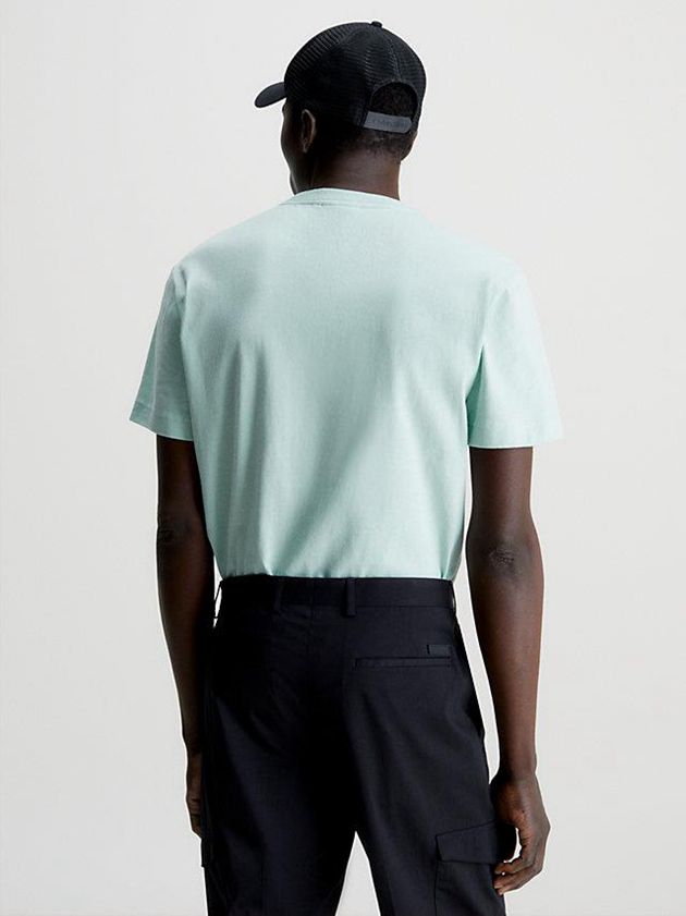 Turquoise Calvin Klein Organic Cotton Logo Men T-Shirt | MLFN-06891