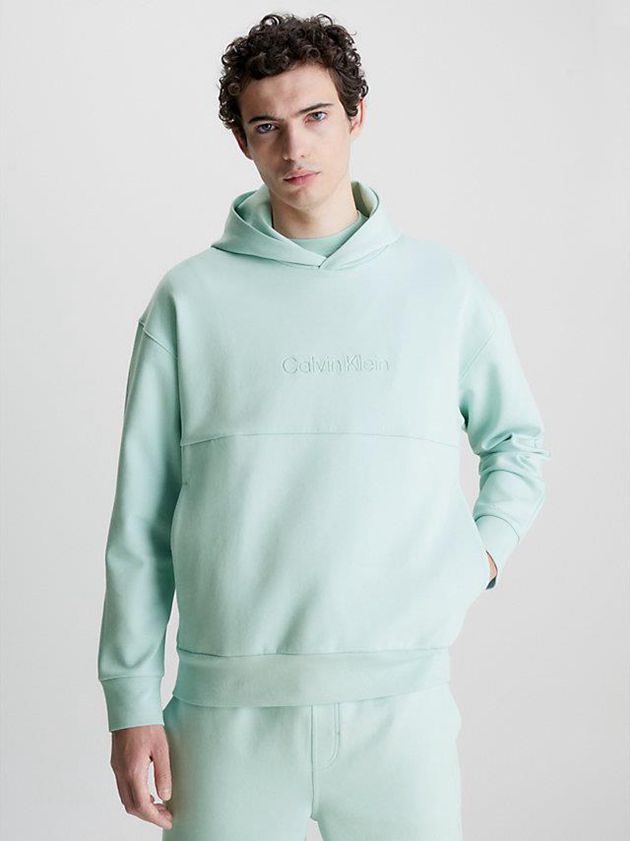 Turquoise Calvin Klein Organic Cotton Men Hoodie | NKGV-41928