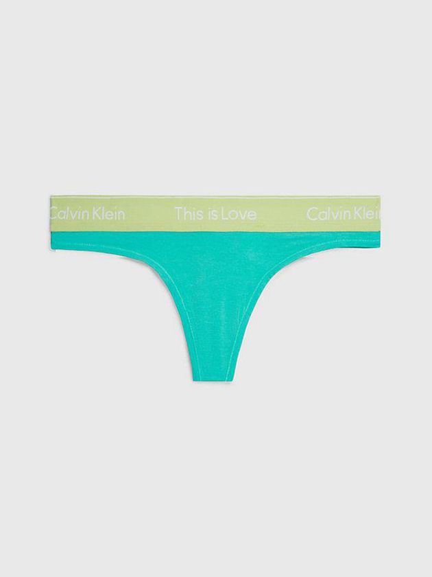 Turquoise Calvin Klein Pride Women Thong | RNVG-08296