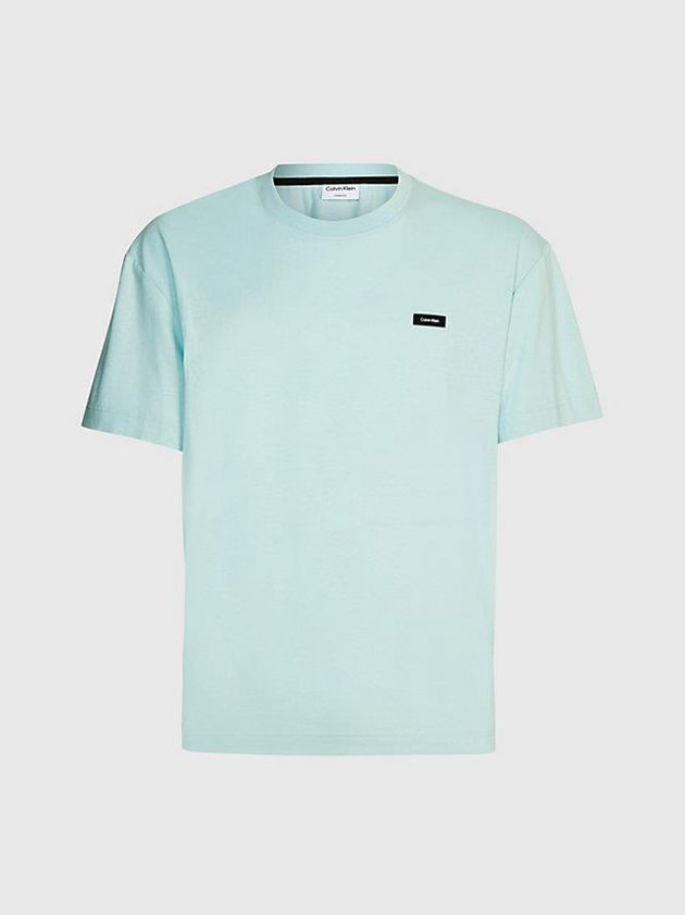 Turquoise Calvin Klein Recycled Cotton Men T-Shirt | TAOU-50632