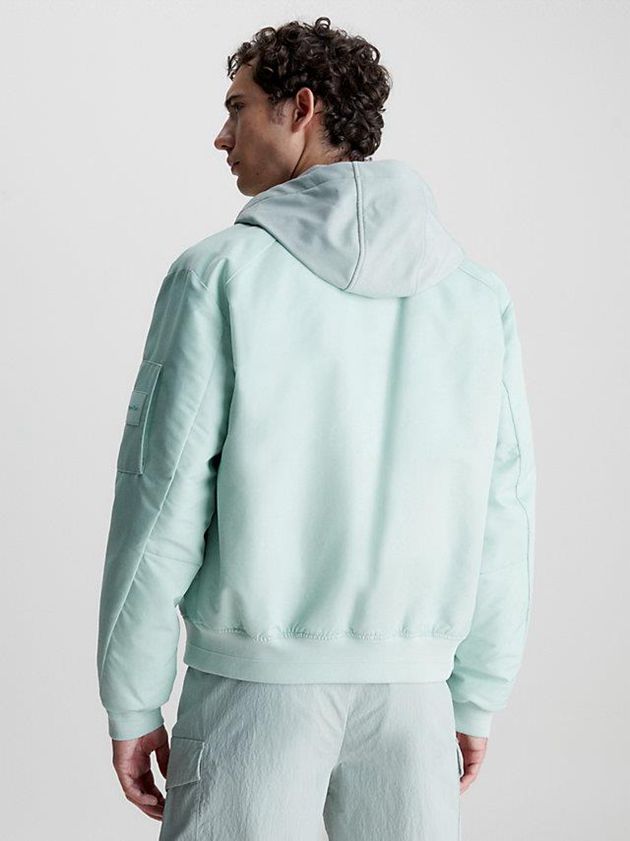 Turquoise Calvin Klein Recycled Sateen Bomber Men Jacket | HTLP-04381
