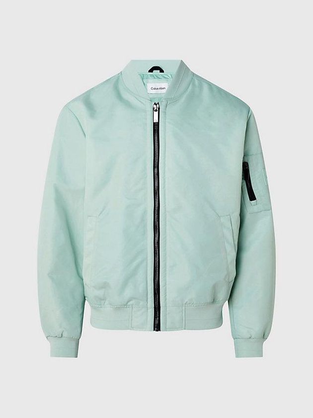 Turquoise Calvin Klein Recycled Sateen Bomber Men Jacket | HTLP-04381