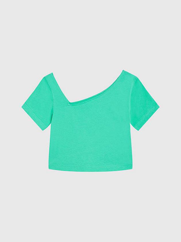 Turquoise Calvin Klein Slim Cropped - Pride Women T-Shirt | GFDI-85196