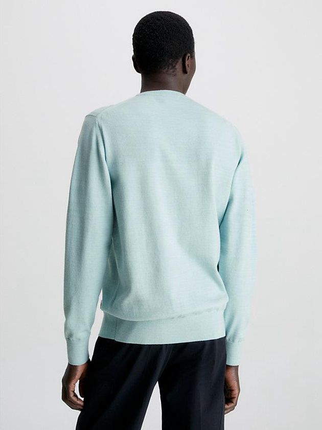 Turquoise Calvin Klein Tencel Blend Jumper Men Sweater | FOBC-51847