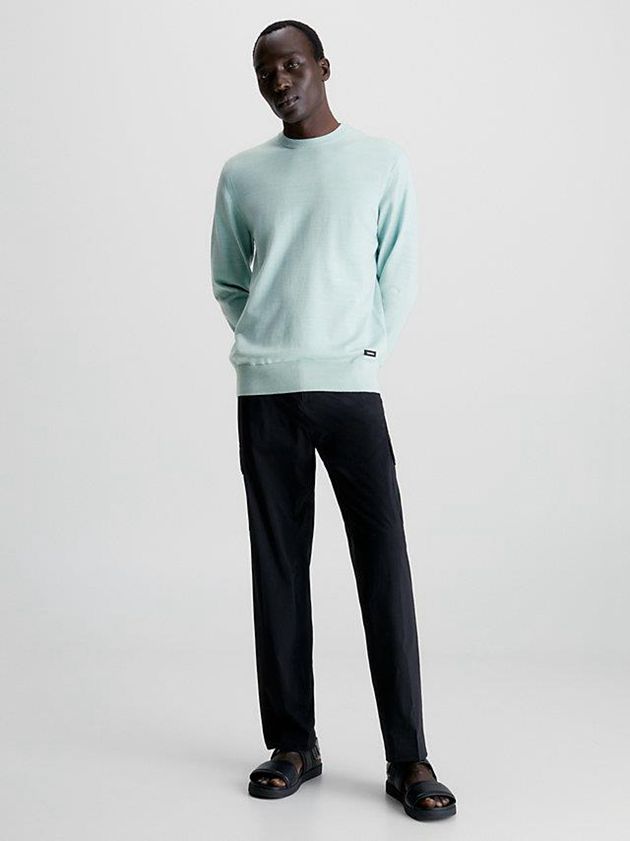 Turquoise Calvin Klein Tencel Blend Jumper Men Sweater | FOBC-51847