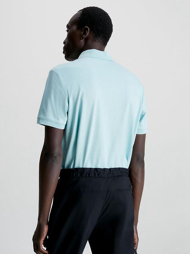 Turquoise Calvin Klein Welt Zip Men Polo Shirt | KQUO-45602