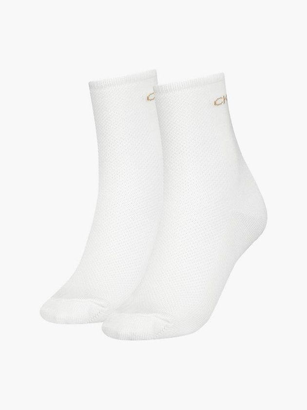 White Calvin Klein 2 Pack Ankle Women Socks | GTFZ-18642