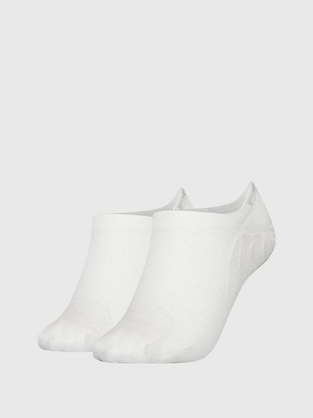 White Calvin Klein 2 Pack Invisible Women Socks | VJRY-30794