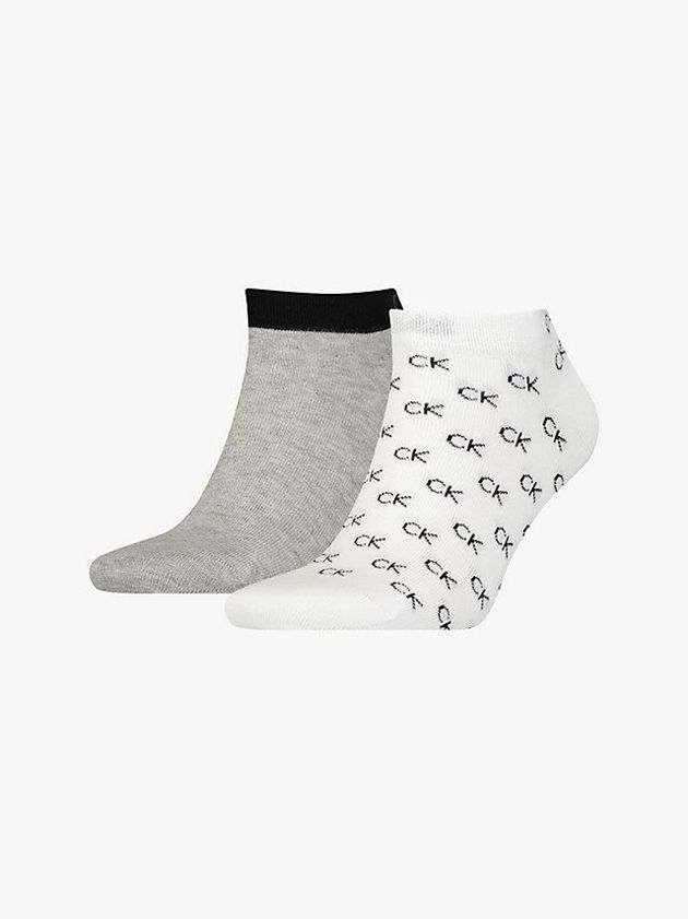 White Calvin Klein 2 Pack Logo Ankle Men Socks | WJRS-31279