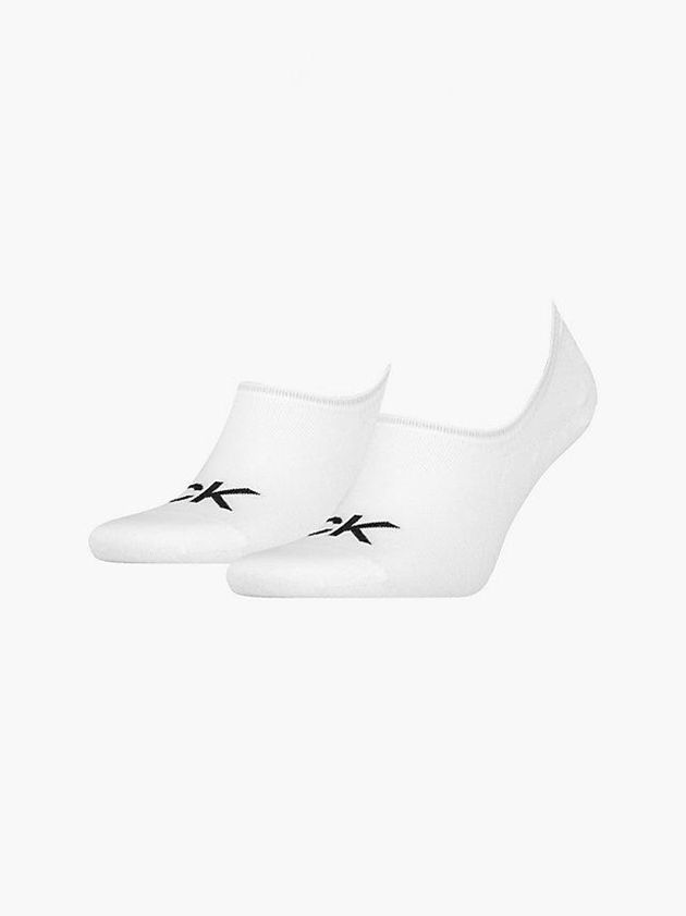 White Calvin Klein 2 Pack Logo Invisible Men Socks | WOLM-35290