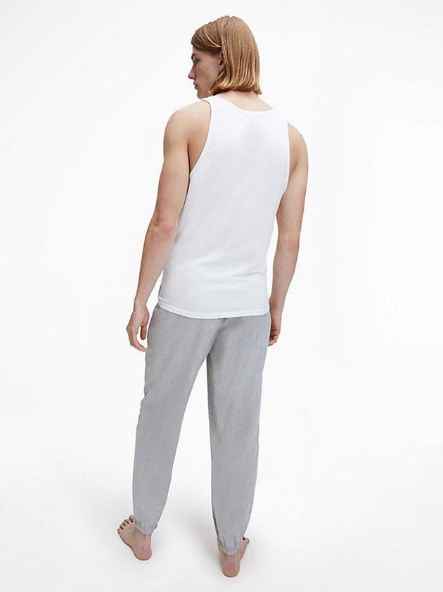 White Calvin Klein 2 Pack Lounge Tanks - Modern Cotton Men Top | OTRC-03981