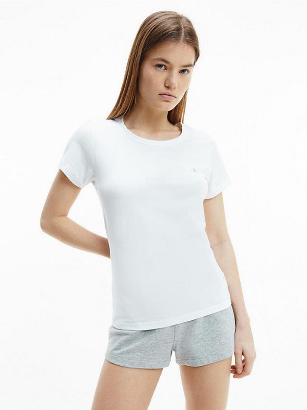 White Calvin Klein 2 Pack Lounge - CK One Women T-Shirt | NDPJ-12307