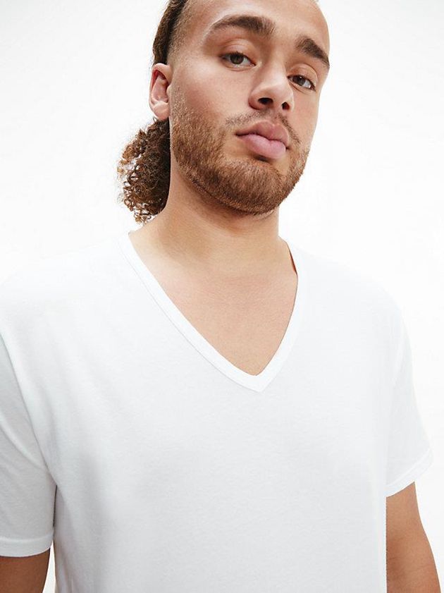 White Calvin Klein 2 Pack Lounge - Modern Cotton Men T-Shirt | DXHM-62307