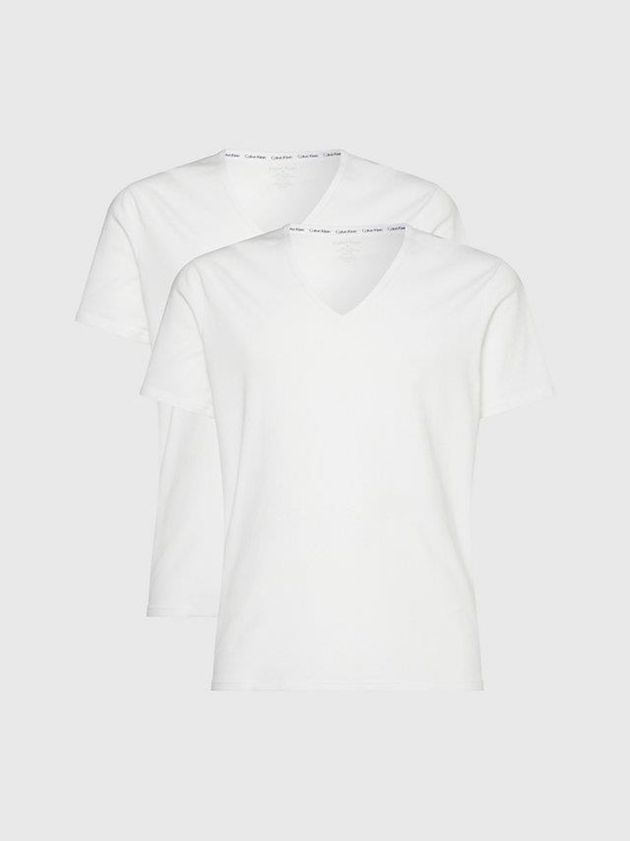 White Calvin Klein 2 Pack Lounge - Modern Cotton Men T-Shirt | DXHM-62307
