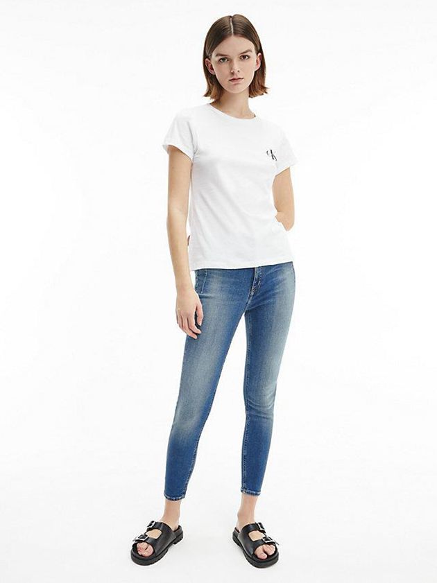 White Calvin Klein 2 Pack Slim Cotton Women T-Shirt | ULQI-84910