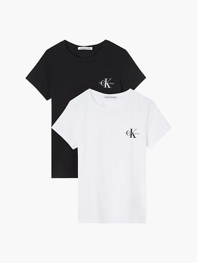 White Calvin Klein 2 Pack Slim Cotton Women T-Shirt | ULQI-84910