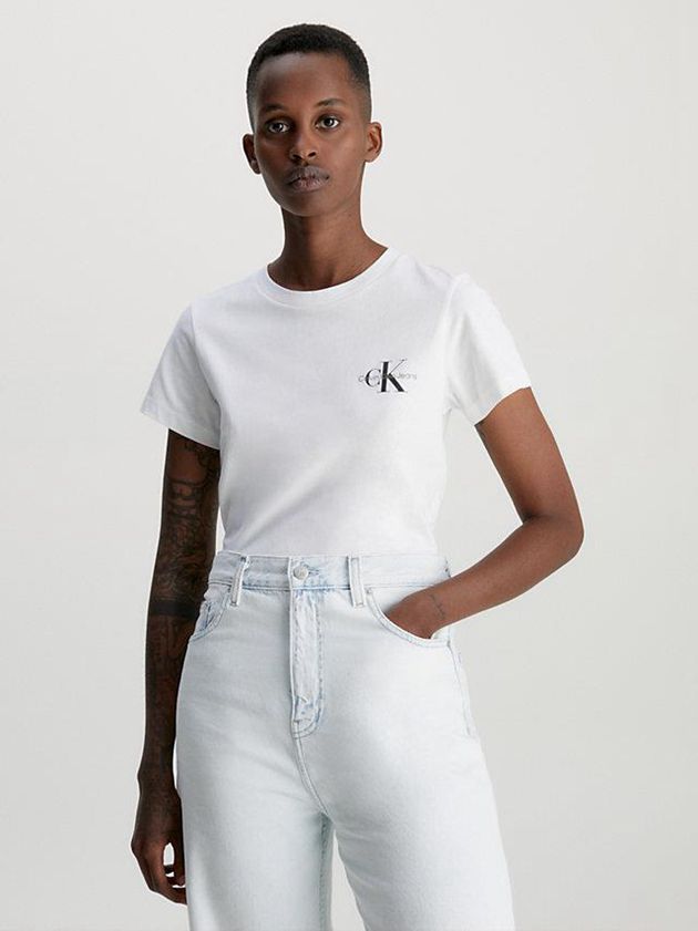 White Calvin Klein 2 Pack Slim Women T-Shirt | FNKV-64875