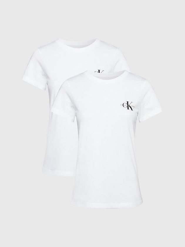 White Calvin Klein 2 Pack Slim Women T-Shirt | FNKV-64875