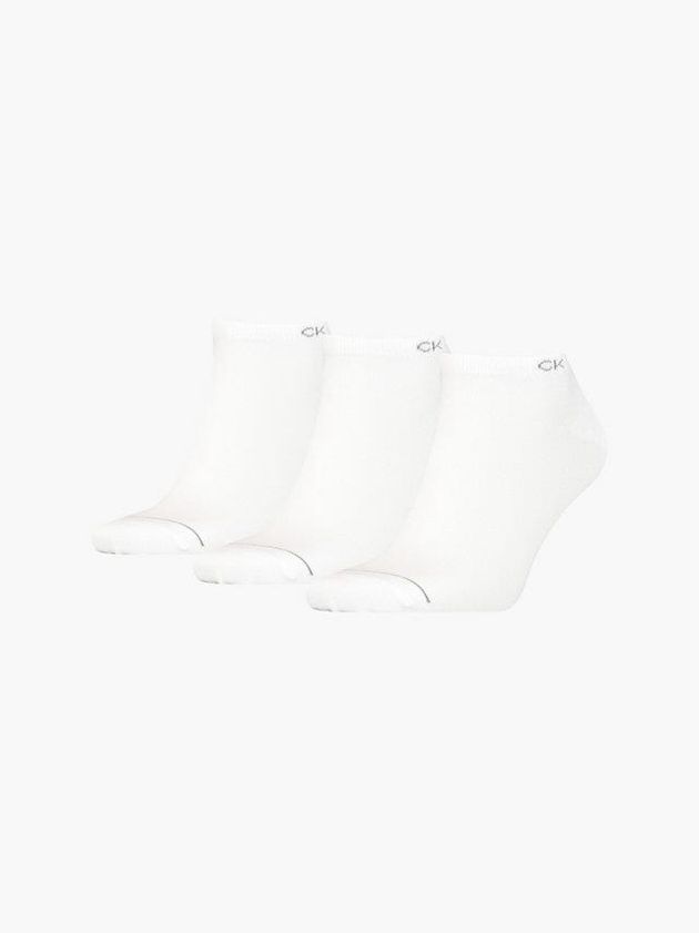 White Calvin Klein 3 Pack Ankle Men Socks | PQNU-04829