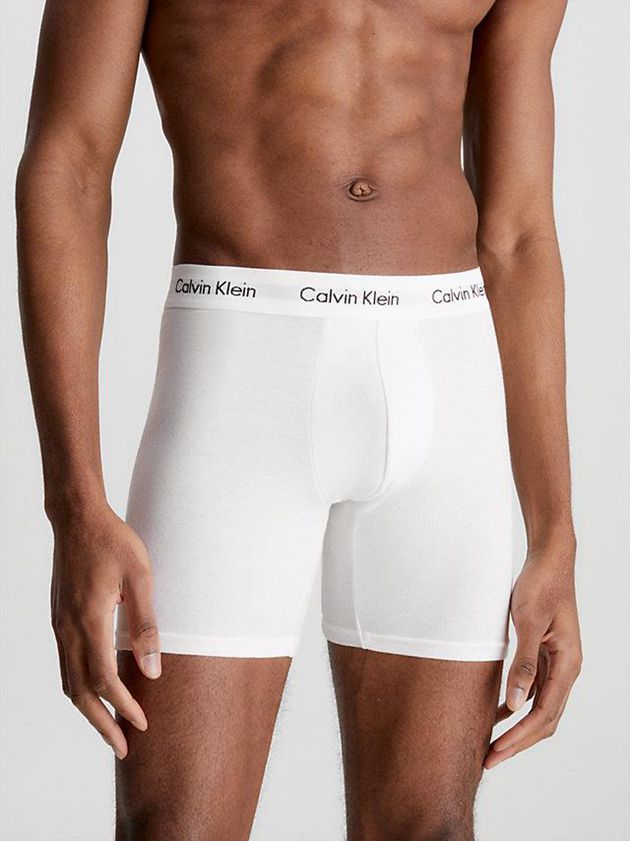 White Calvin Klein 3 Pack Boxer - Cotton Stretch Men Briefs | EXYV-97016