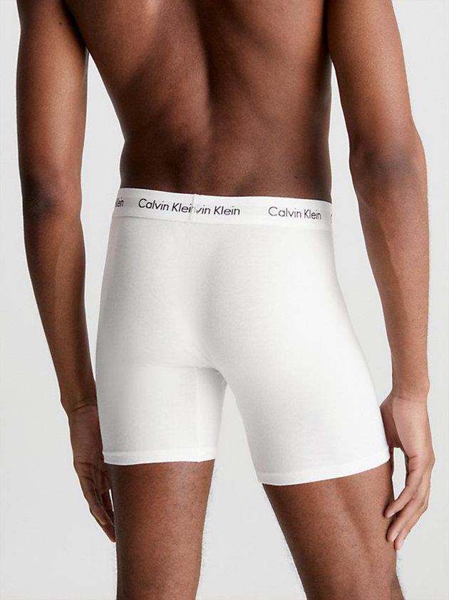 White Calvin Klein 3 Pack Boxer - Cotton Stretch Men Briefs | EXYV-97016