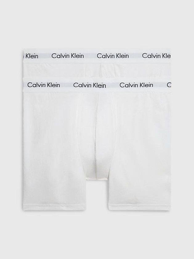 White Calvin Klein 3 Pack Boxer - Cotton Stretch Men Briefs | EXYV-97016