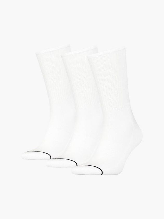 White Calvin Klein 3 Pack Crew Men Socks | WILO-75086