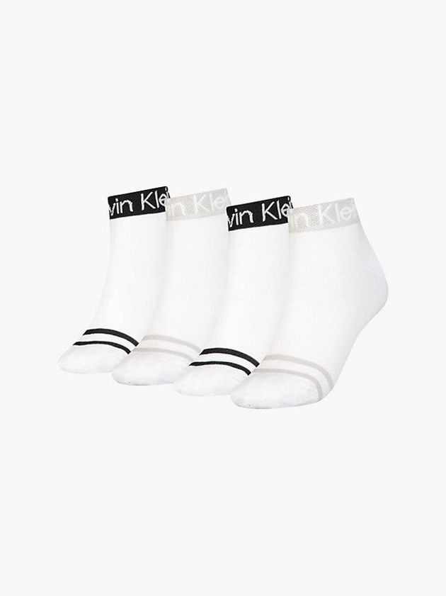 White Calvin Klein 4 Pack Ankle Women Socks | IFKG-83921