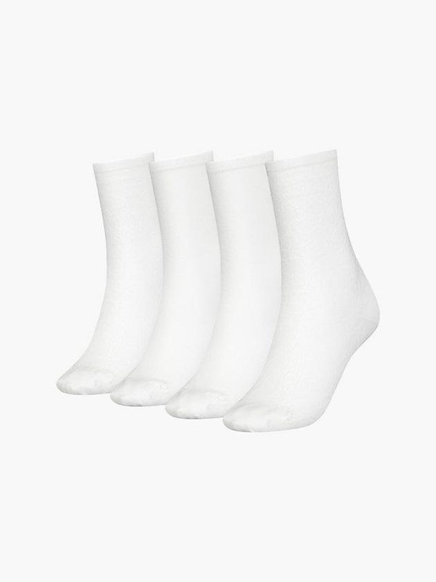 White Calvin Klein 4 Pack Crew Gift Set Women Socks | SAMX-93514