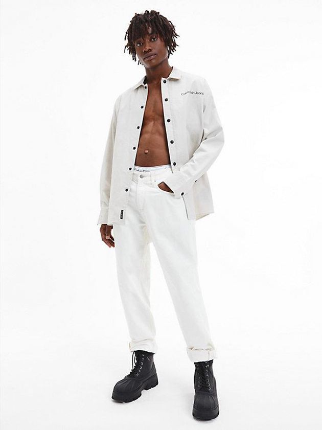 White Calvin Klein 90's Straight Men Jeans | MIPT-53061