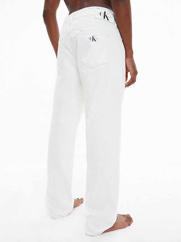 White Calvin Klein 90's Straight Men Jeans | MIPT-53061
