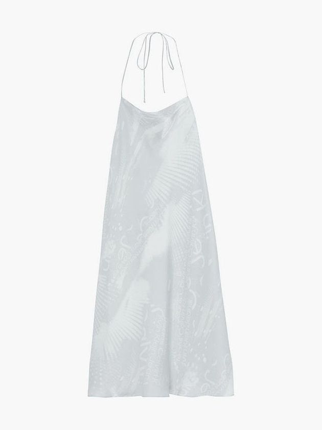 White Calvin Klein All-Over Printed Slip Women Dress | NVMP-62745