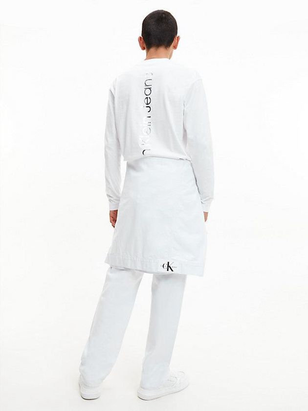 White Calvin Klein Back Logo Long Sleeve Men T-Shirt | KDJY-89536