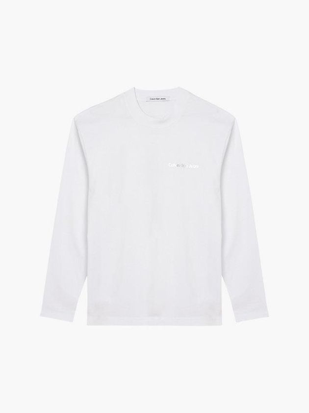 White Calvin Klein Back Logo Long Sleeve Men T-Shirt | KDJY-89536