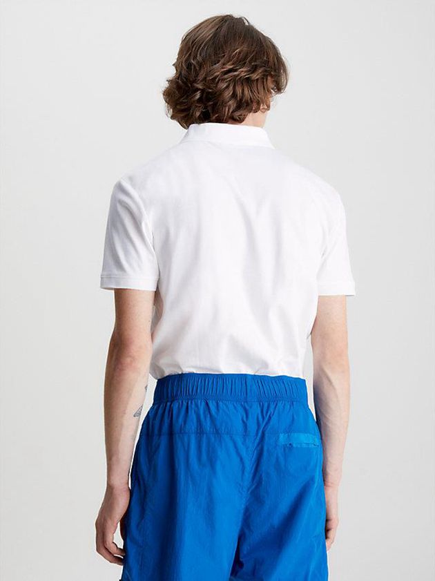 White Calvin Klein Badge Men Polo Shirt | JKSB-12476
