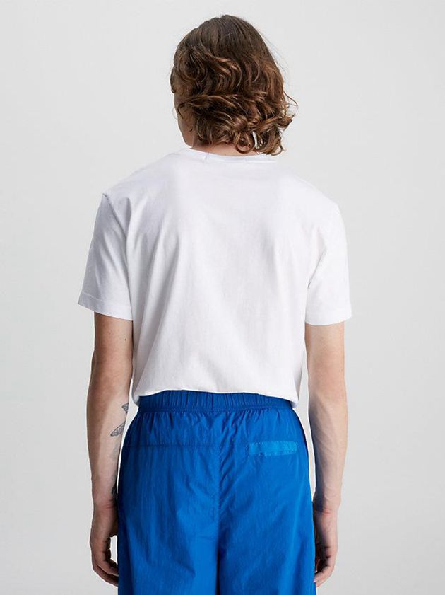 White Calvin Klein Badge Men T-Shirt | AGCR-40957