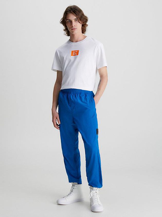White Calvin Klein Badge Men T-Shirt | AGCR-40957
