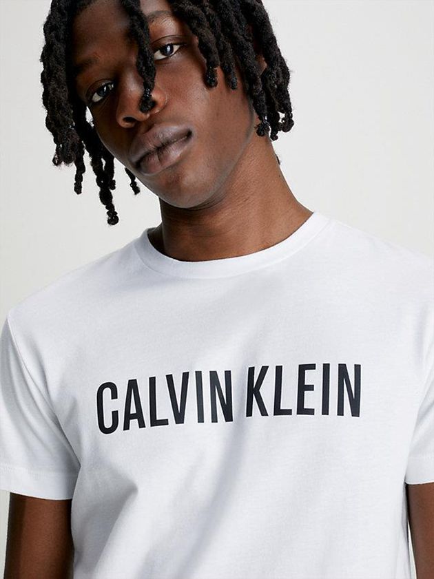 White Calvin Klein Beach - Intense Power Men T-Shirt | UFAQ-92610