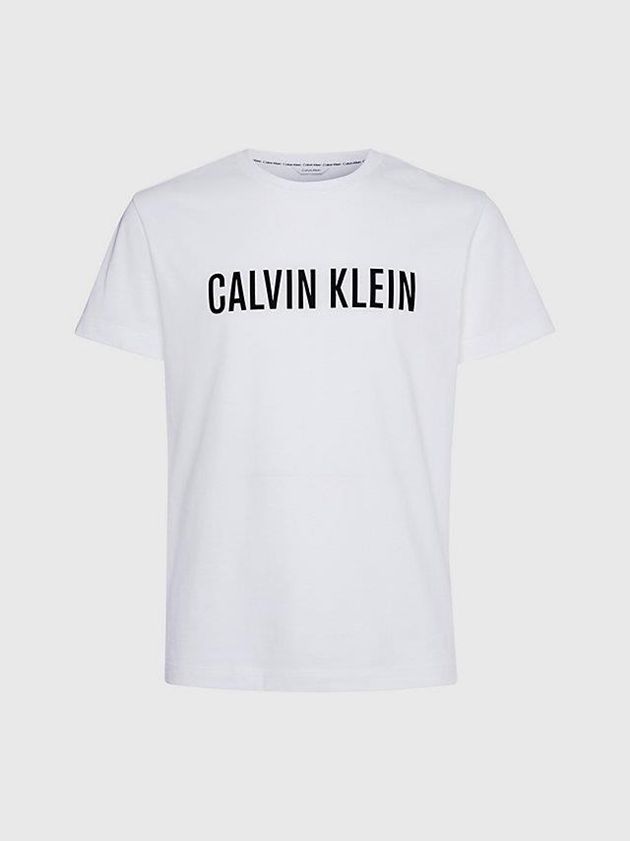 White Calvin Klein Beach - Intense Power Men T-Shirt | UFAQ-92610