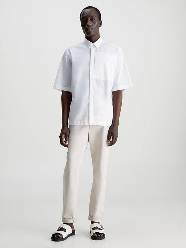 White Calvin Klein Boxy Poplin Men Shirts | ZAMU-97850