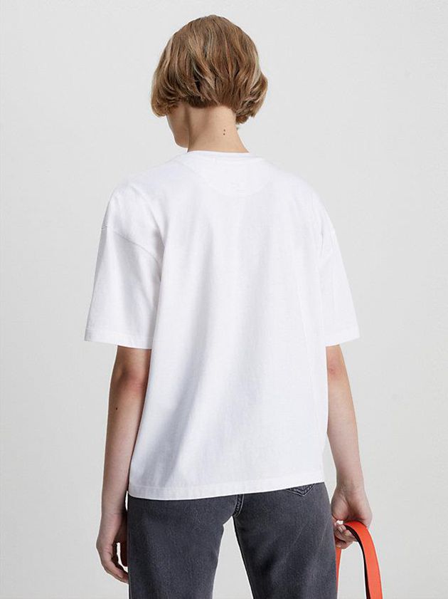 White Calvin Klein Boyfriend Logo Women T-Shirt | MQTL-26107