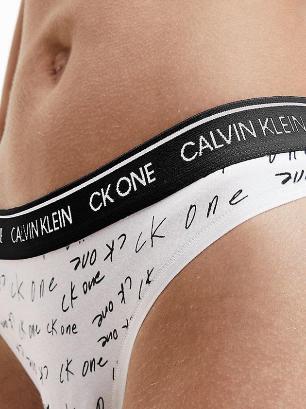 White Calvin Klein CK One Women Thong | EZNP-46032