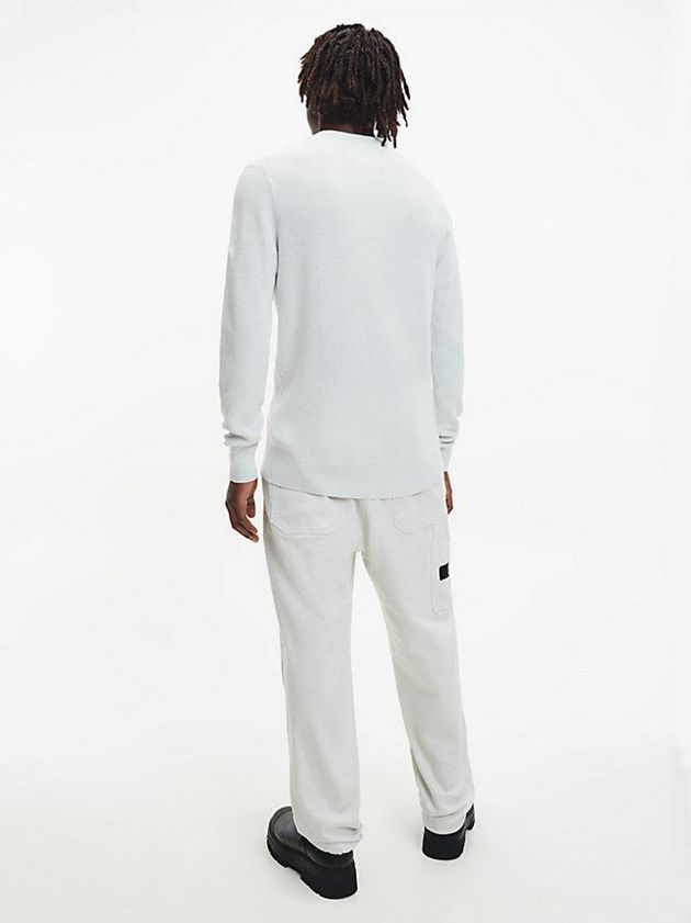White Calvin Klein Colour Block Monogram Jumper Men Sweater | XWEG-82437