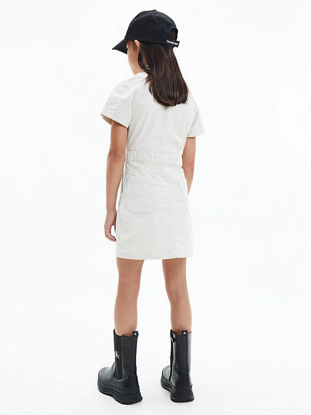 White Calvin Klein Corduroy Shirt Girls's Dress | QPYN-04179