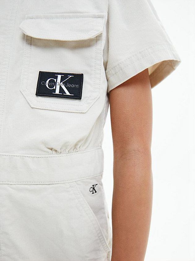 White Calvin Klein Corduroy Shirt Girls's Dress | QPYN-04179