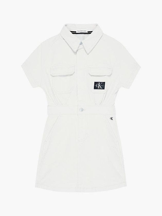 White Calvin Klein Corduroy Shirt Girls's Dress | QPYN-04179